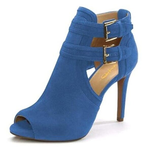 XYD Women Peep Toe Ankle Bootie High Heels Buckled Double Straps Cutout Fashion - Picture 1 of 8